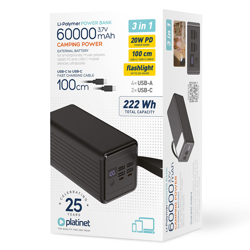 Power Pd Platinet Bank 60000mAh cu baterie 000 mAh si USB