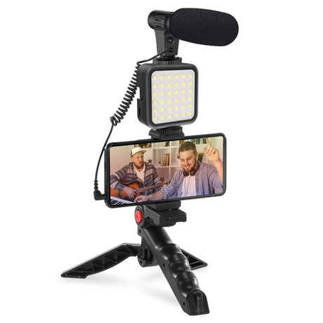 Set Vlogging 4in1 Platinet cu baterie reincarcabila si USB