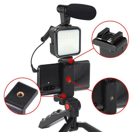 Set Vlogging 4in1 Platinet cu baterie reincarcabila si USB