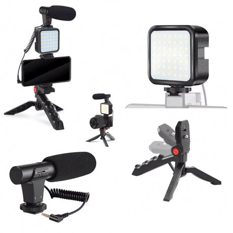Set Vlogging 4in1 Platinet cu baterie reincarcabila si USB