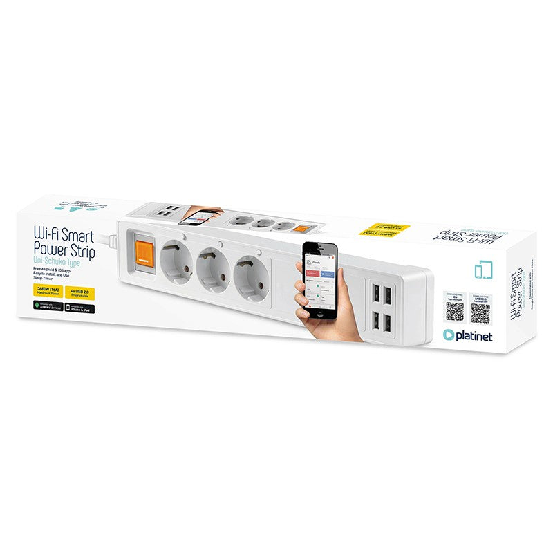 Prelungitor Smart 3 Prize 4 1.8m Tuya Pshs 16aw cu Internet WiFi si USB