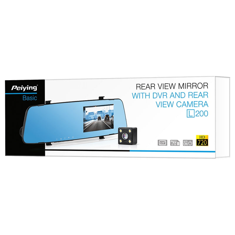 Dvr Auto si Camera Oglinda Basic Peiying L 200 cu baterie 150 mAh, USB si Card SD