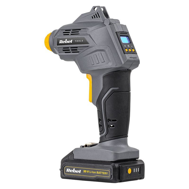 Compresor cu Acumulator Rebel cu afisaj LCD si baterie reincarcabila