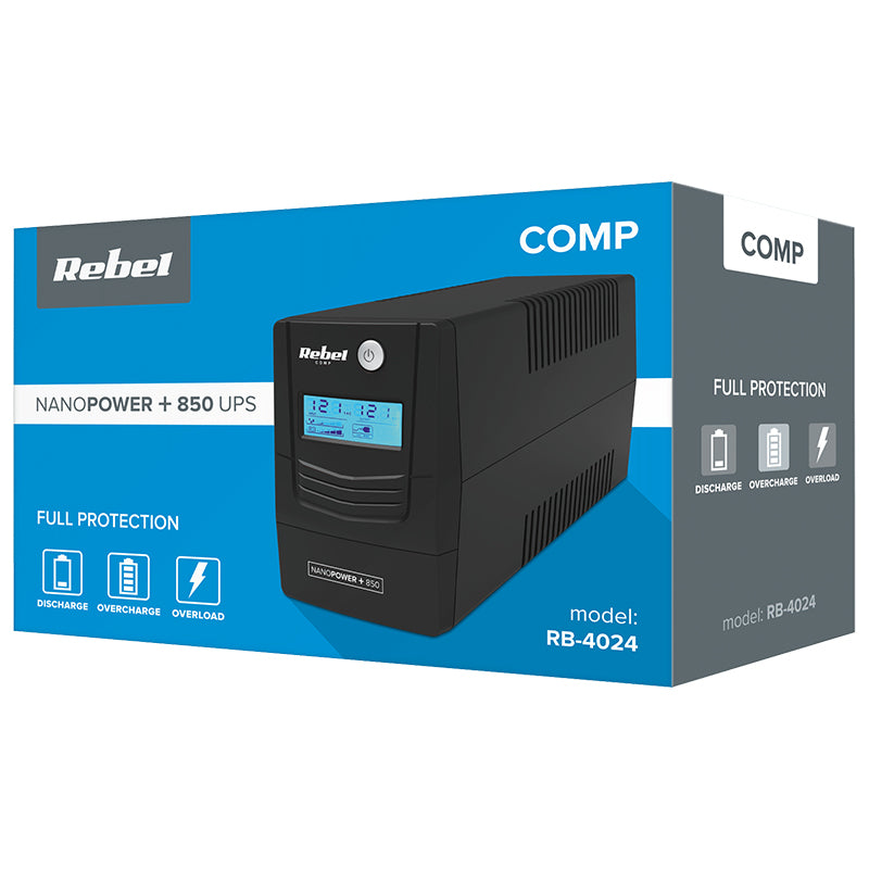 UPS Offline Nanopower (850va 480w) Rebel Plus 850 cu baterie reincarcabila si USB