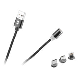 Cablu Magnetic 3 in 1 Negru Rebel cu USB