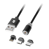 Cablu Magnetic 3 in 1 Negru Rebel cu USB