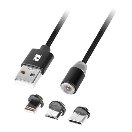 Cablu USB Magnetic 3 in 1 100CM Negru Rebel
