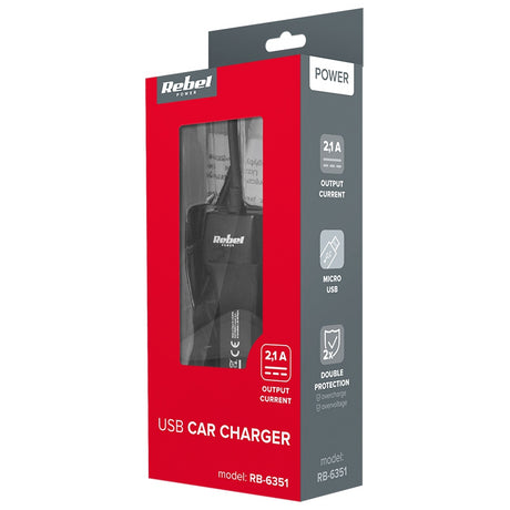 Incarcator Auto Micro 2100ma Rebel cu USB