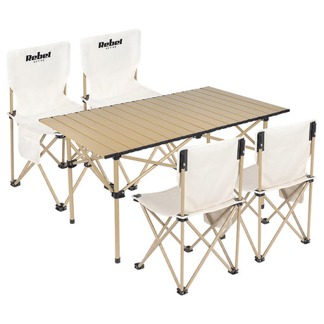 Set Camping Masa+4 Scaune Metalice Pliabil Active Rebel
