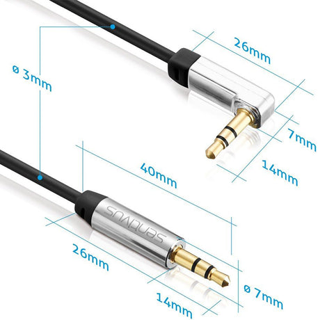 Cablu Audio 3.5 Tata - Tata 3.0M 90 Sentivus