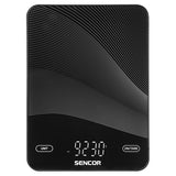 Cantar de Bucatarie Sticla Securizata Sencor cu afisaj LED, baterie 250 mAh si USB