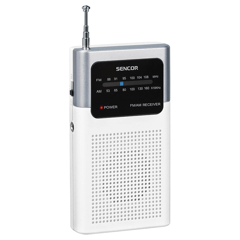 Mini Radio Portabil Alb Sencor cu radio FM