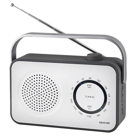 Radio Portabil Cauciucat Alb Sencor cu radio FM si AUX