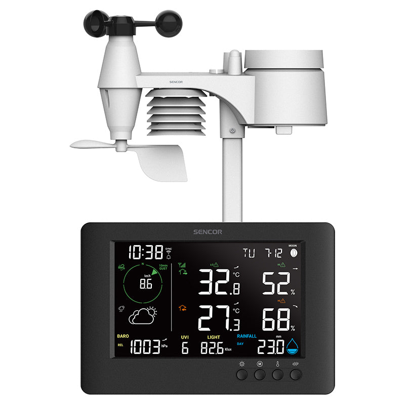 Statie Meteo Profesionala WiFi 7 in 1 Sencor cu alarma, Internet WiFi si baterie reincarcabila