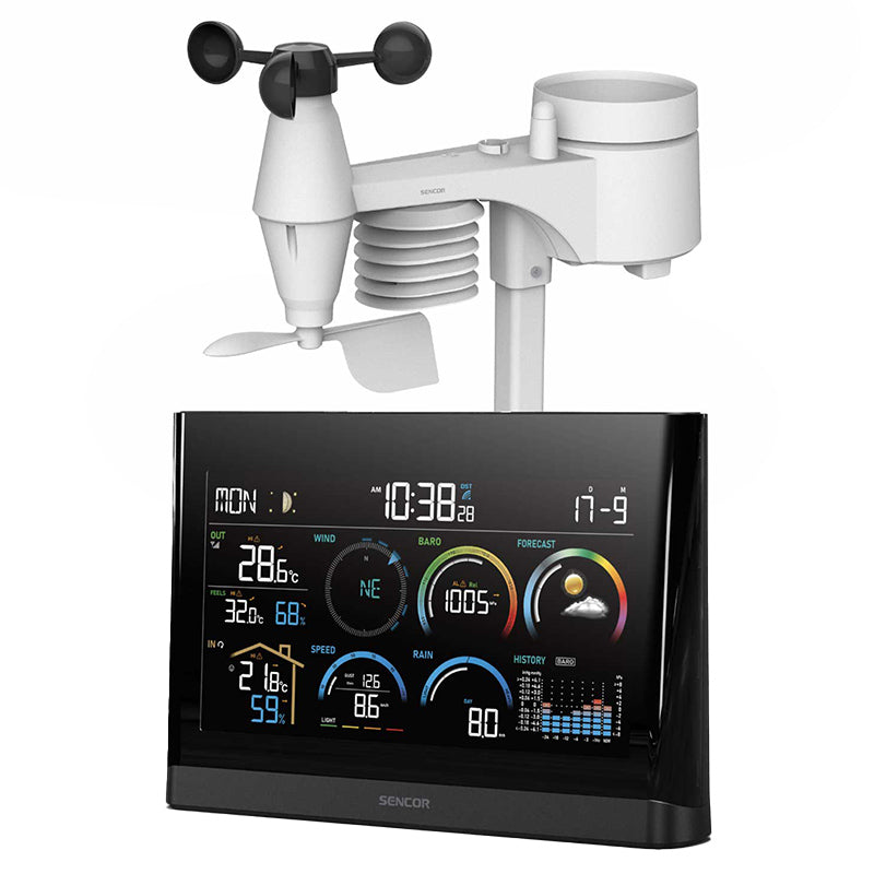 Statie Meteo Profesionala 5 in 1 Sencor cu alarma si baterie reincarcabila