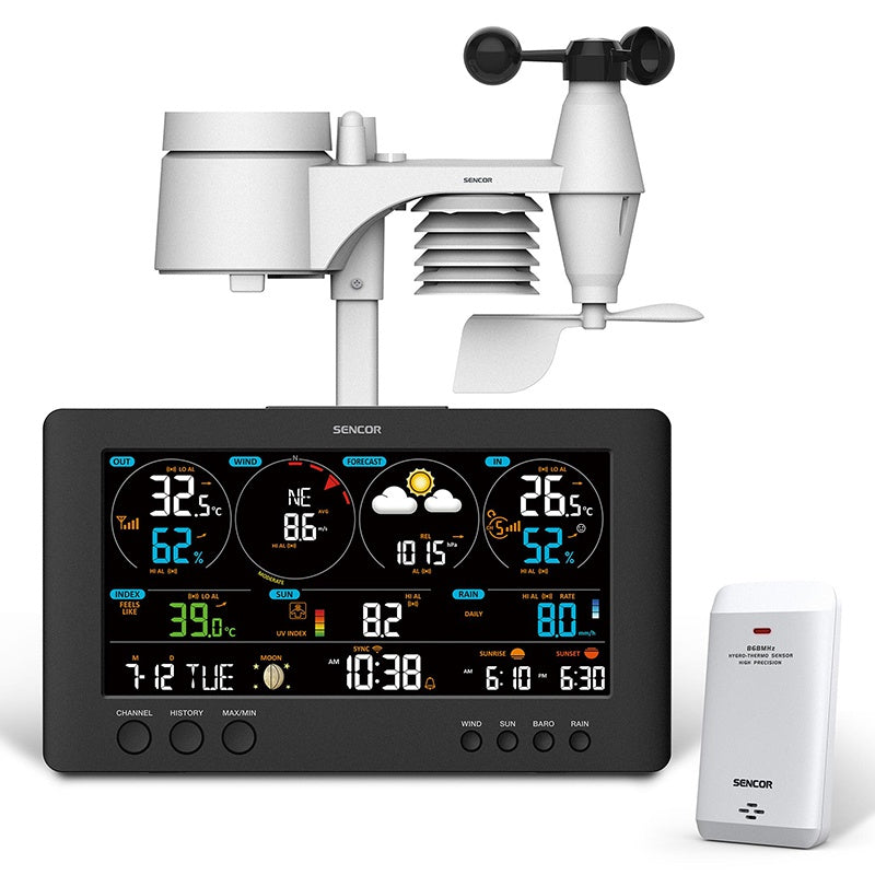 Statie Meteo Profesionala WiFi Senc Sws 12500 cu alarma, Internet WiFi si baterie reincarcabila
