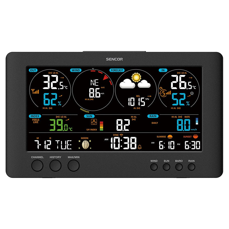 Statie Meteo Profesionala WiFi Senc Sws 12500 cu alarma, Internet WiFi si baterie reincarcabila
