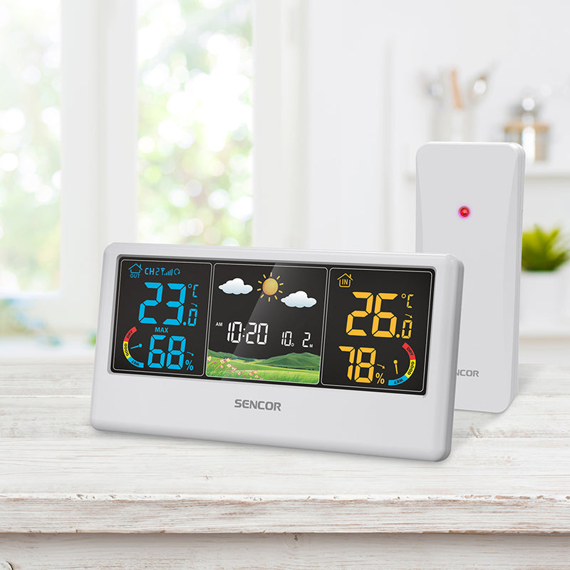 Statie Meteo W Sencor Sws 4100 cu alarma, afisaj LCD si baterie reincarcabila