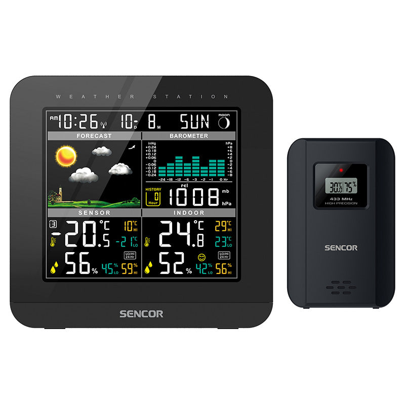 Statie Meteo Sencor Sws 5800 cu alarma, afisaj LCD si baterie reincarcabila