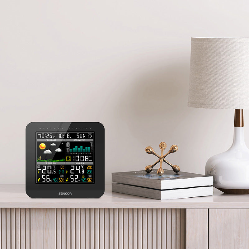 Statie Meteo Sencor Sws 5800 cu alarma, afisaj LCD si baterie reincarcabila