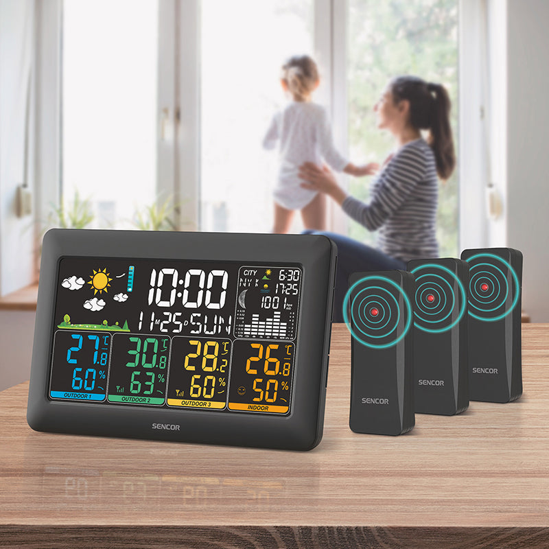 Statie Meteo 3 Senzori Sencor Sws 6300 cu alarma si baterie reincarcabila