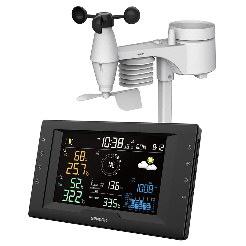 Statie Meteo Profesionala 5 in 1 Sencor cu alarma si baterie reincarcabila