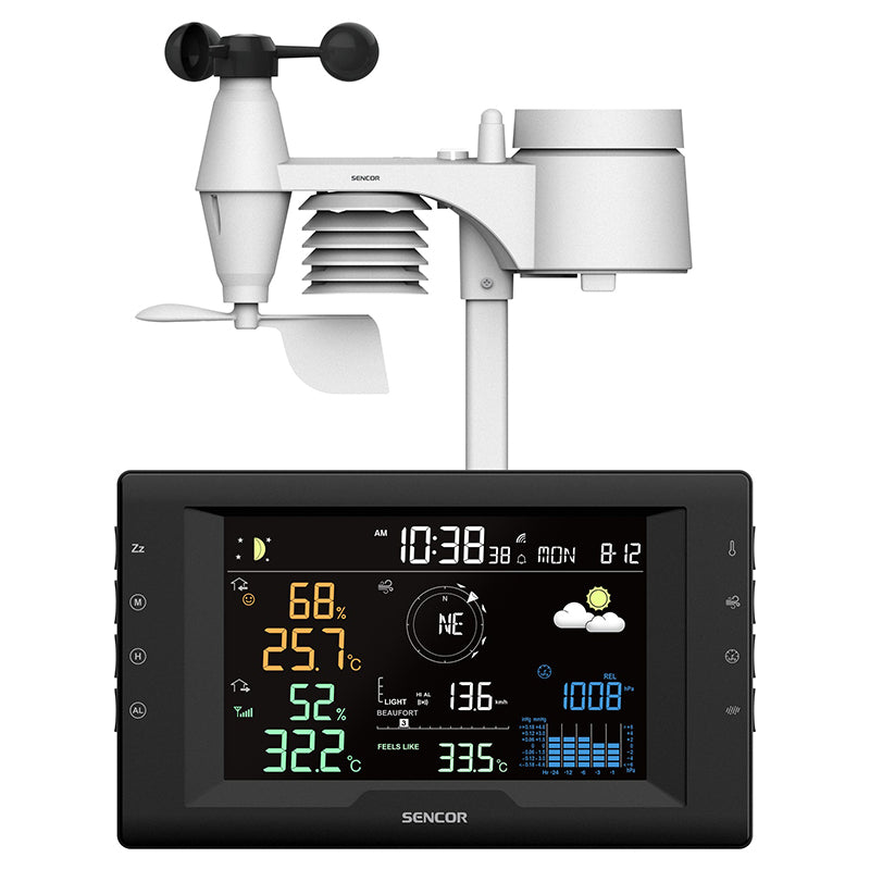 Statie Meteo Profesionala 5 in 1 Sencor cu alarma si baterie reincarcabila