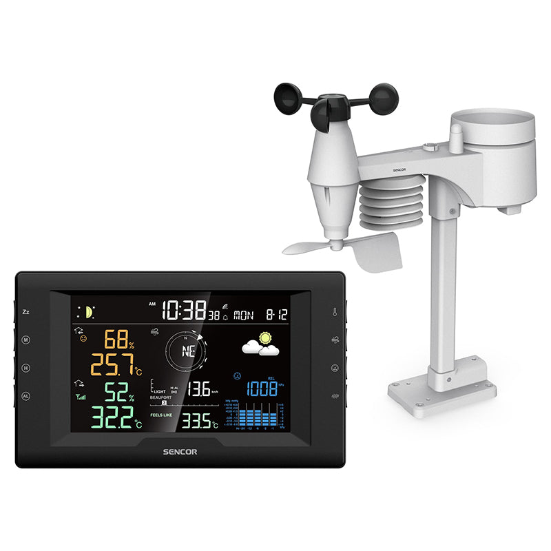 Statie Meteo Profesionala 5 in 1 Sencor cu alarma si baterie reincarcabila