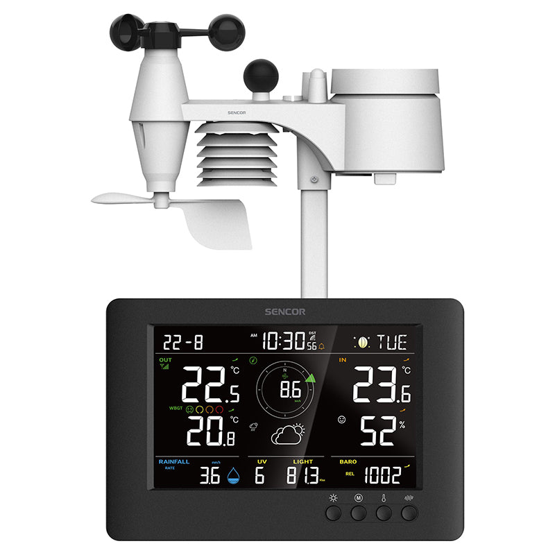 Statie Meteo Profesionala Wbgt WiFi 8 in Sencor cu alarma, afisaj LED, Internet WiFi si baterie reincarcabila