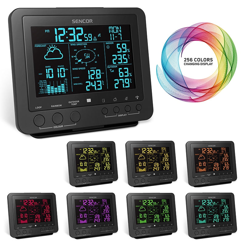 Statie Meteo Profesionala WiFi Senco Sws 9700 cu alarma, Internet WiFi si baterie reincarcabila