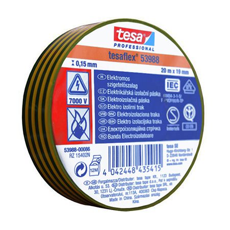 Banda Izolatoare Tesaflex 20m Galben Verde 10buc