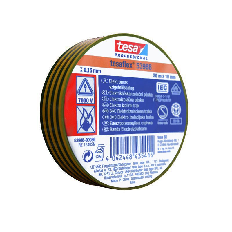 Banda Izolatoare Tesaflex 20m Galben Verde 10buc