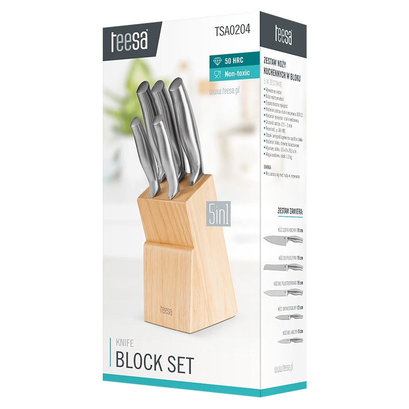 Set 5 Cutite in Bloc Lemn Teesa Tsa 0204 cu DAB+