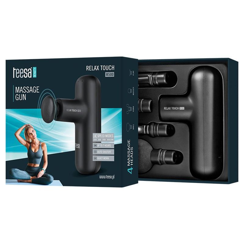 Aparat Masaj Tip Pistol Relax Gun Negru Teesa M 500 cu baterie 2000 mAh si USB