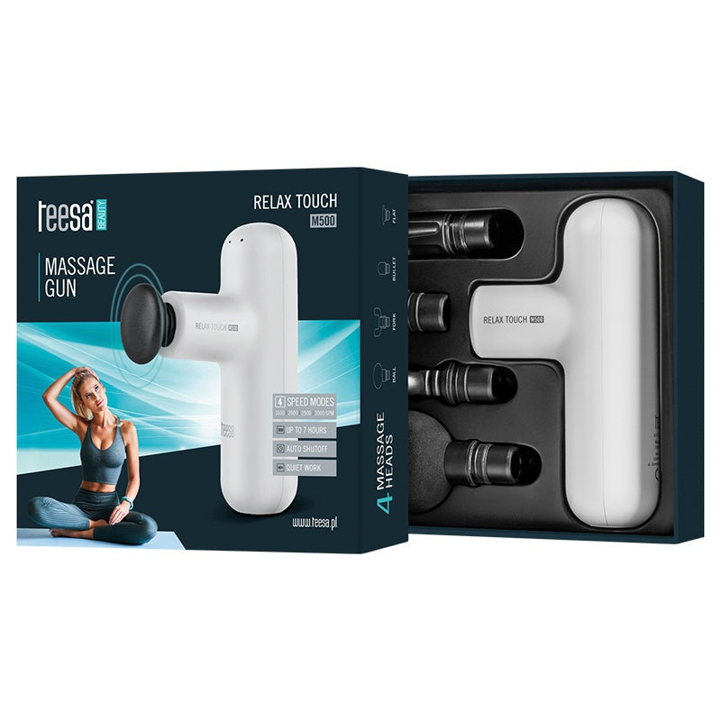 Aparat Masaj Tip Pistol Relax Gun Alb Teesa M 500 cu baterie 2000 mAh si USB