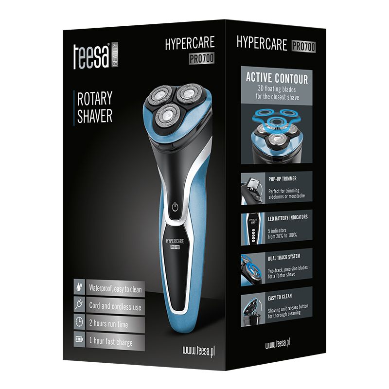 Aparat Ras Rotativ Hypercare Teesa Pro 700 cu baterie 800 mAh si USB