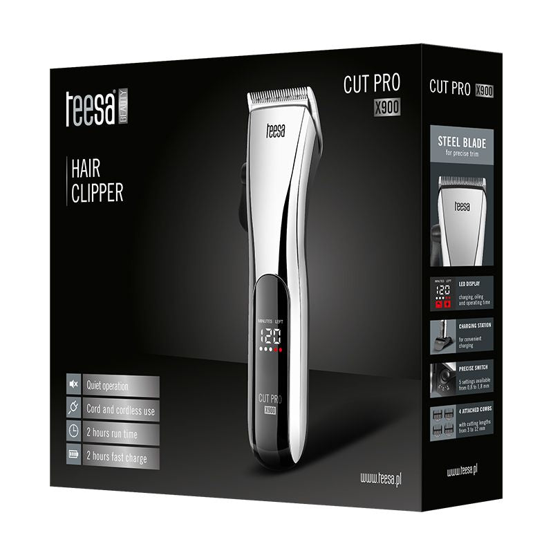 Cordless Hair Trimmer Cut Pro Teesa x 900 cu afisaj LED si baterie 1300 mAh