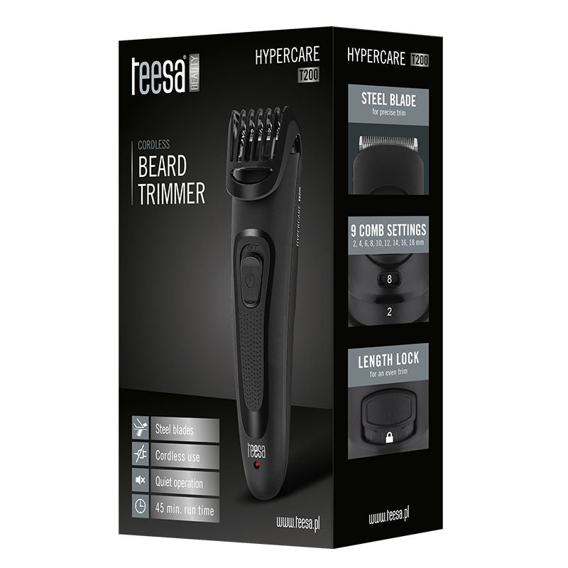 Cordless Beard Trimmer Hypercare Teesa T 200 cu baterie 1000 mAh si USB