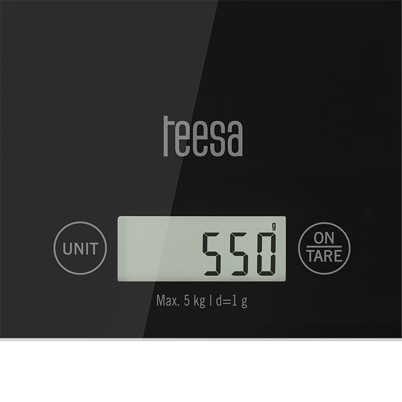 Cantar Bucatarie Sticla Negru Teesa Tsa 0804-b cu afisaj LCD
