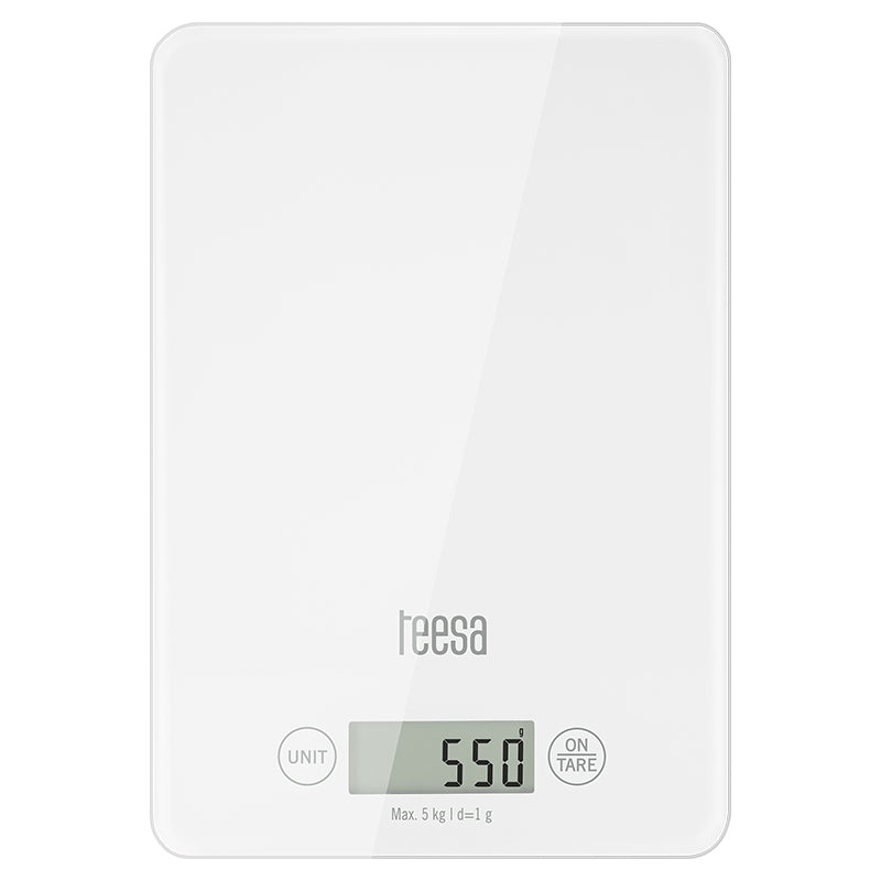 Cantar Bucatarie Sticla Alb Teesa Tsa 0804-w cu afisaj LCD