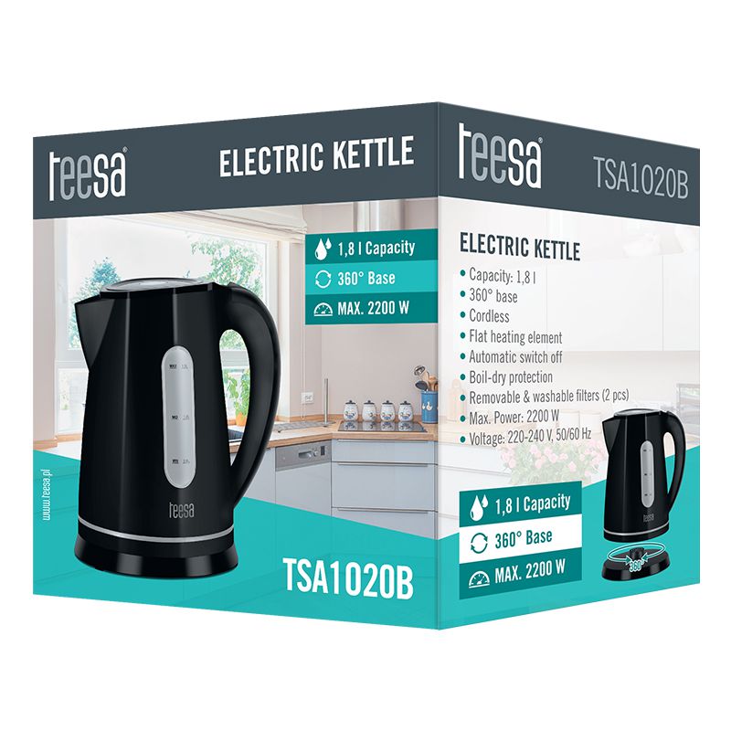 Fierbator Electric Cordless 1.8l Negru Teesa Tsa 1020b