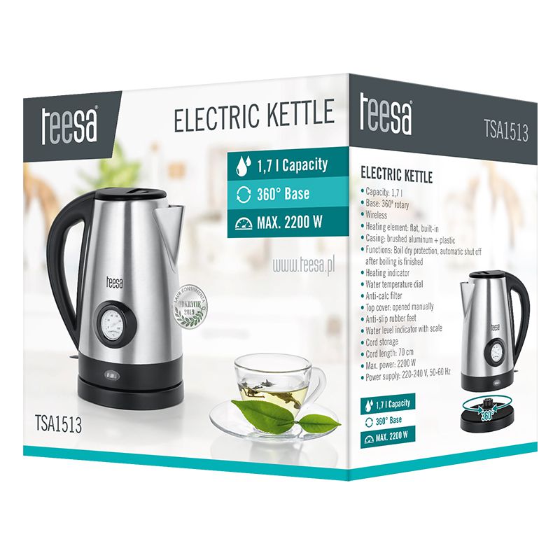 Fierbator Electric Cordless 1.7l Indicator Temperatura Tsa 1513 cu DAB+