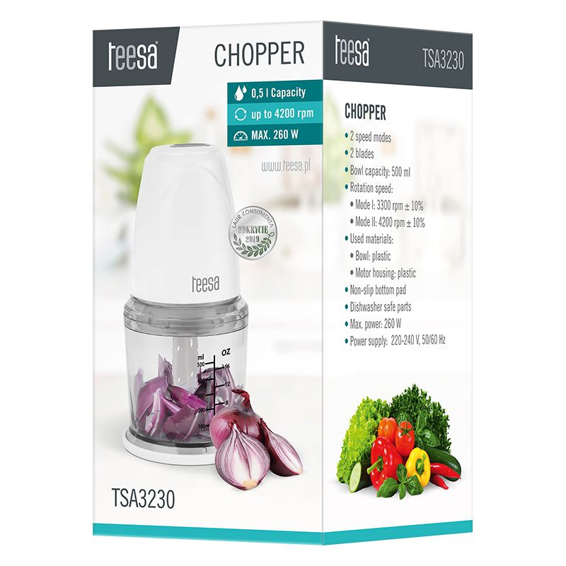 Tocator Chopper Bol Plastic 0.5l Teesa Tsa 3230