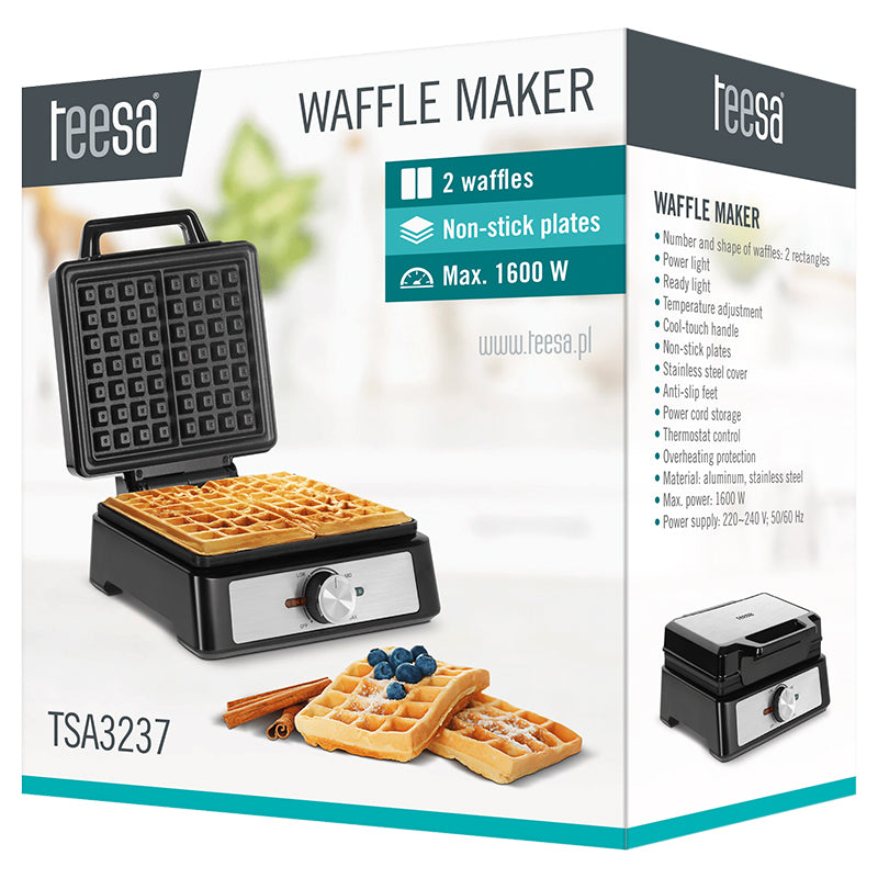Aparat 2 Inox Teesa Wafe 1600W cu DAB+
