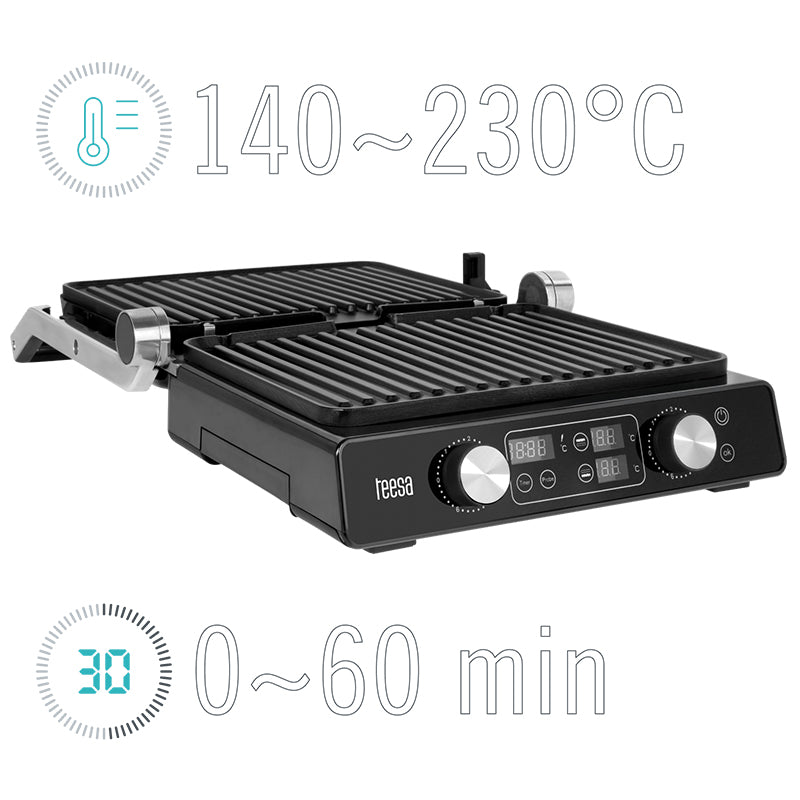 Grill Electric Panini Sandwich Teesa Tsa 3239 cu afisaj LED