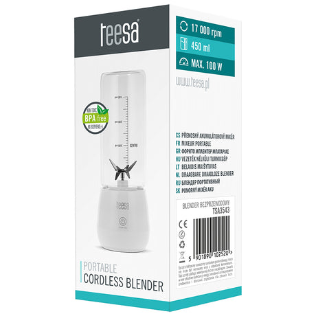 Blender Portabil 450ml 2x 2000 mAh Teesa Tsa 3543 cu DAB+, baterie 2000 mAh si USB