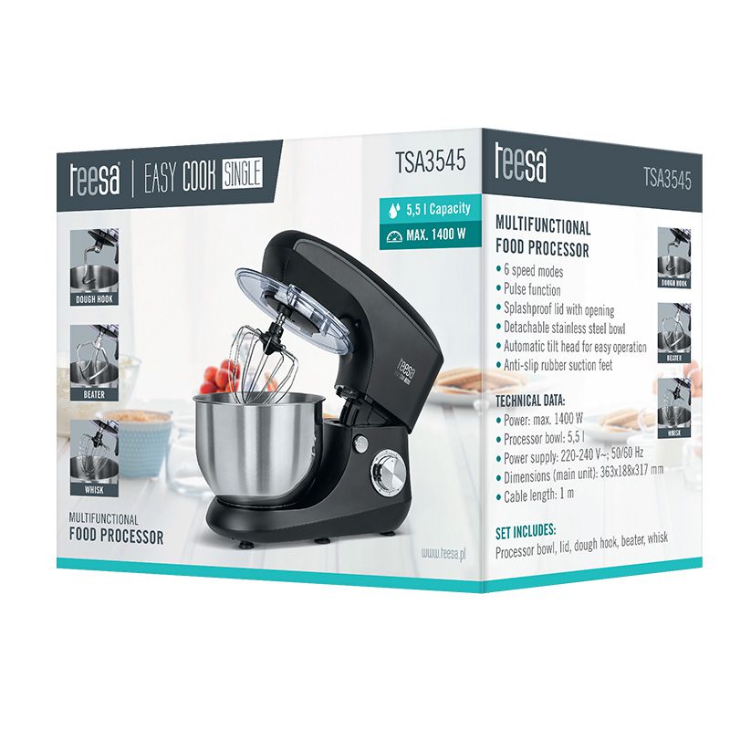 Robot Bucatarie Easy Cook Black Teesa Tsa 3545-b cu DAB+ si Rezistenta la Apa