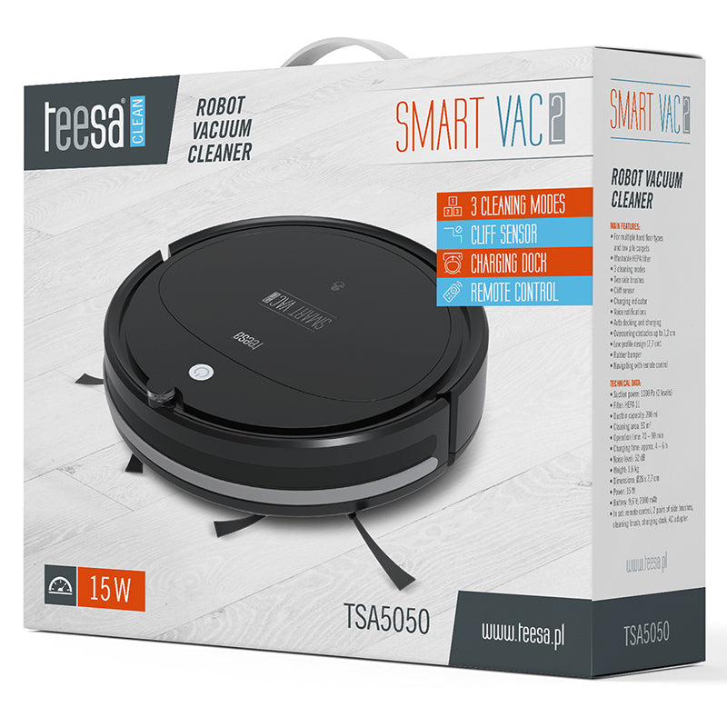 Robot Aspirator Smart Vac 2 Teesa Tsa 5050 cu baterie 2000 mAh si Telecomanda
