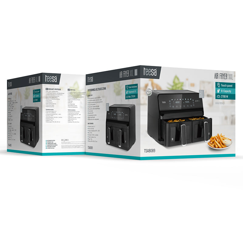 Friteuza Dubla Airfryer 8L 2700W Teesa Air Fryer Dual