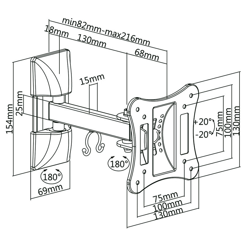 Suport TV de Perete 13-27 Inch Cabletech Uch 0200